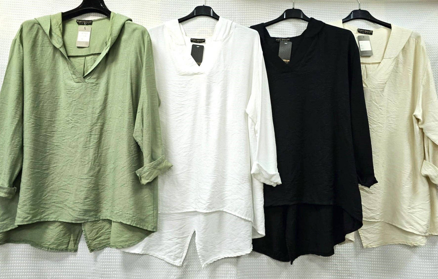 V Hooded Linen Look Tunic