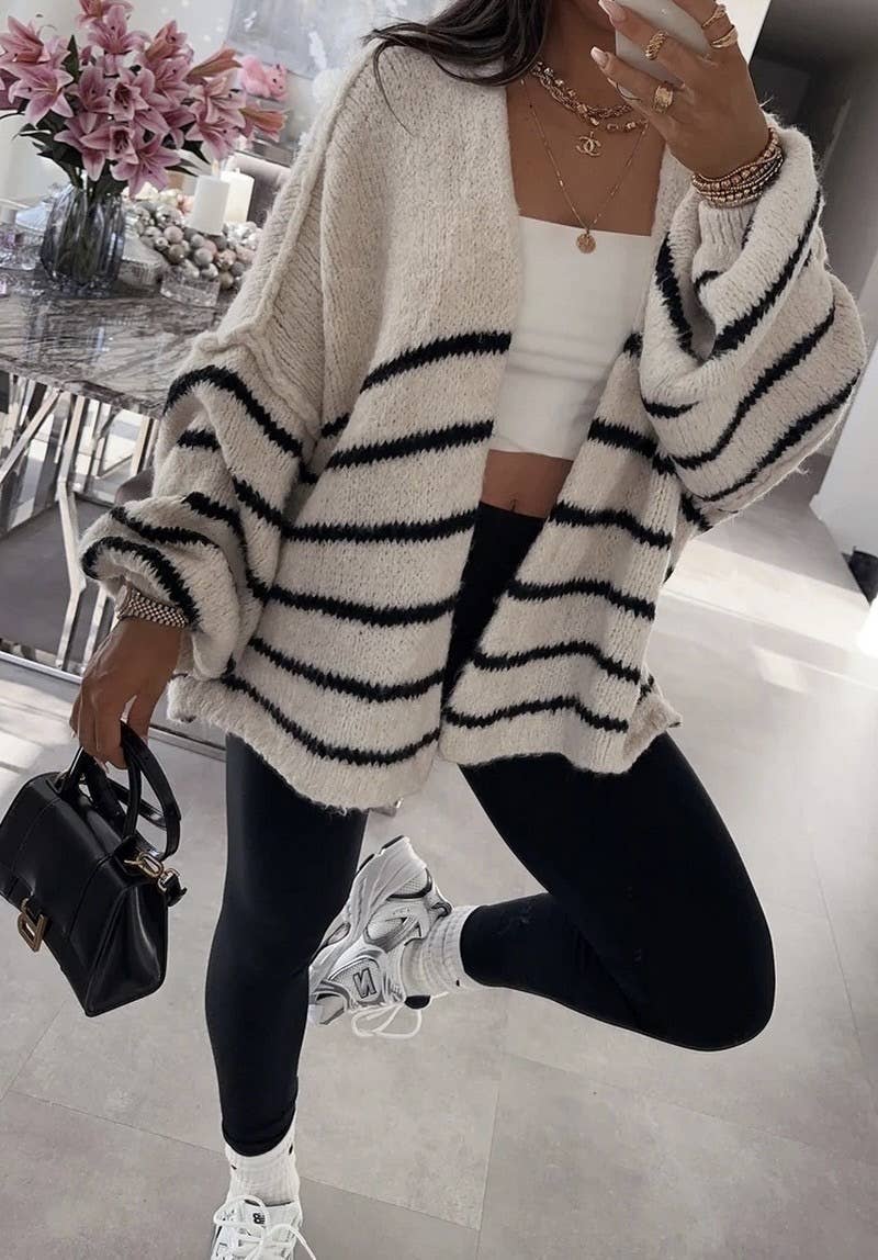 Striped wool cardigan