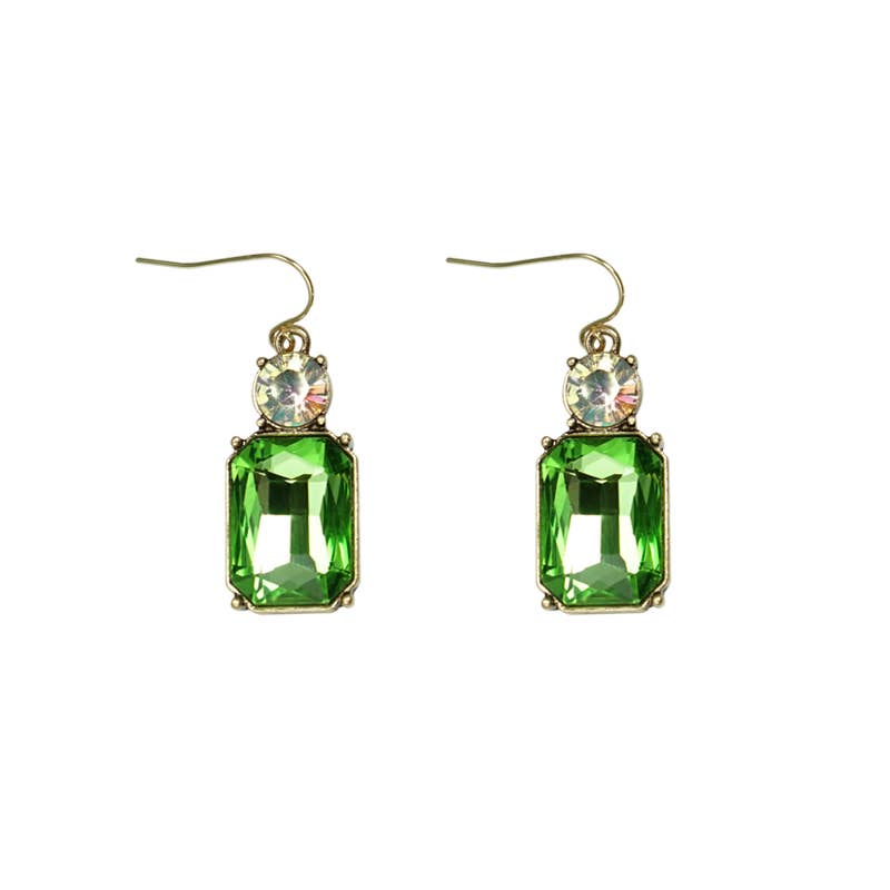 Twin Gem Earring in Green & Aurora Borealis By Last True Angel