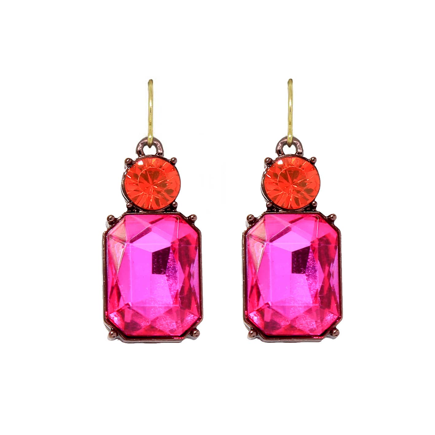 Twin Gem Earring in Pink & Orange By last True Angel.