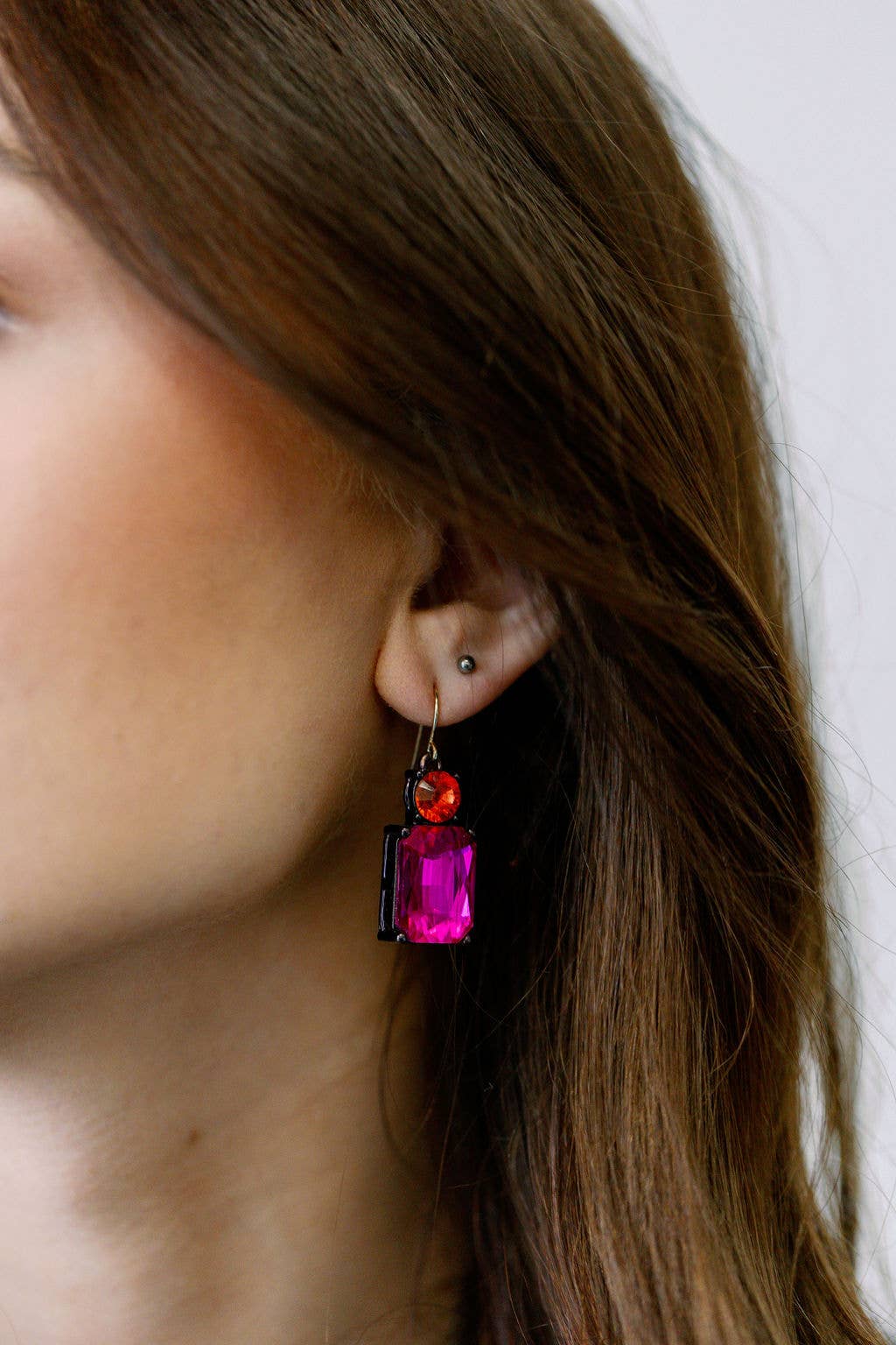 Twin Gem Earring in Pink & Orange By last True Angel.