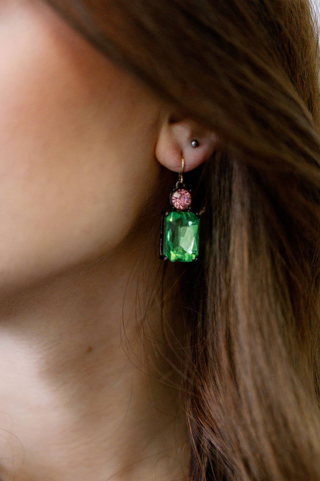 Twin Gem Earring in Lime & Champagne By Last true angel.