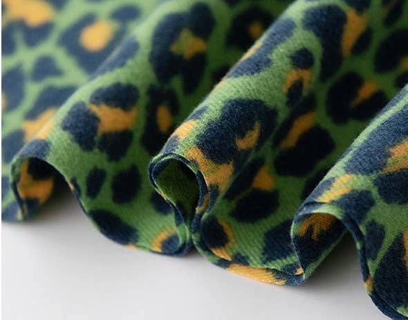 Exotic Leopard Print Fringed Soft Wool Feel Scarf