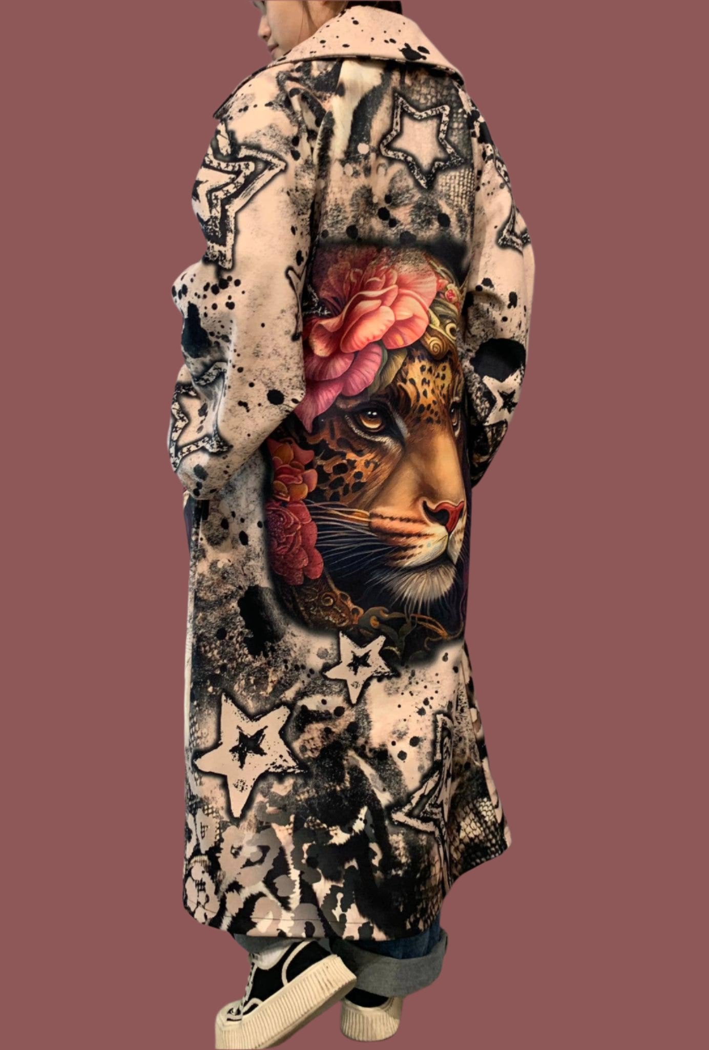 Animal and Floral Print Coat