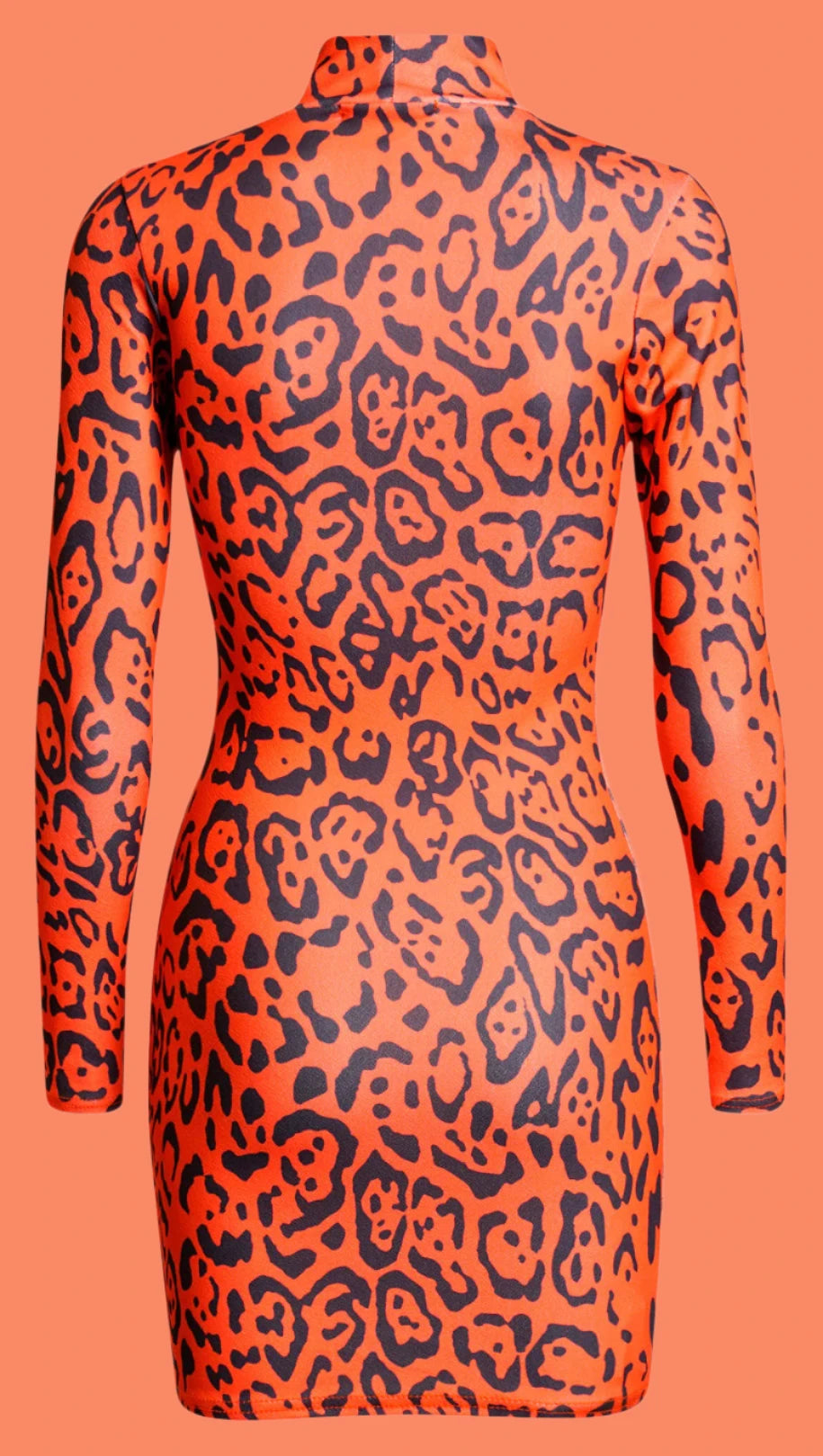 Faria. High necked Leopard print body con dress.