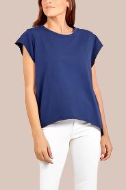 CAP SLEEVE HIGH LOW ROLLED EDGE TOP