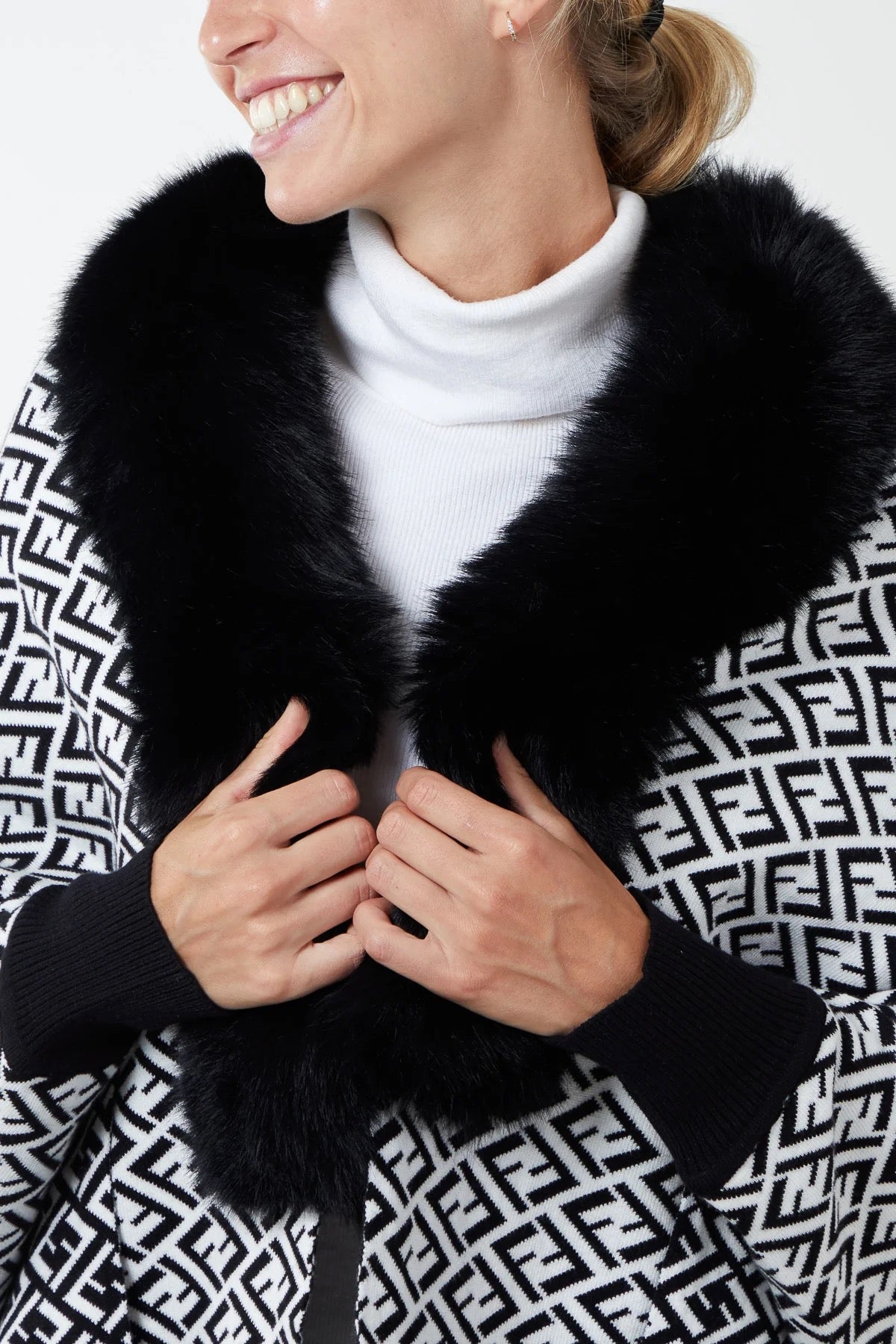 faux Fur lined Monogrammed Poncho.