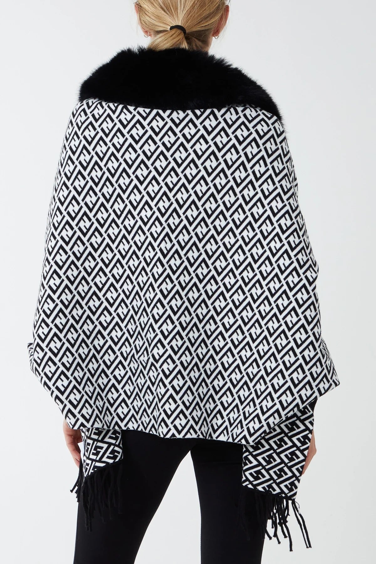 faux Fur lined Monogrammed Poncho.