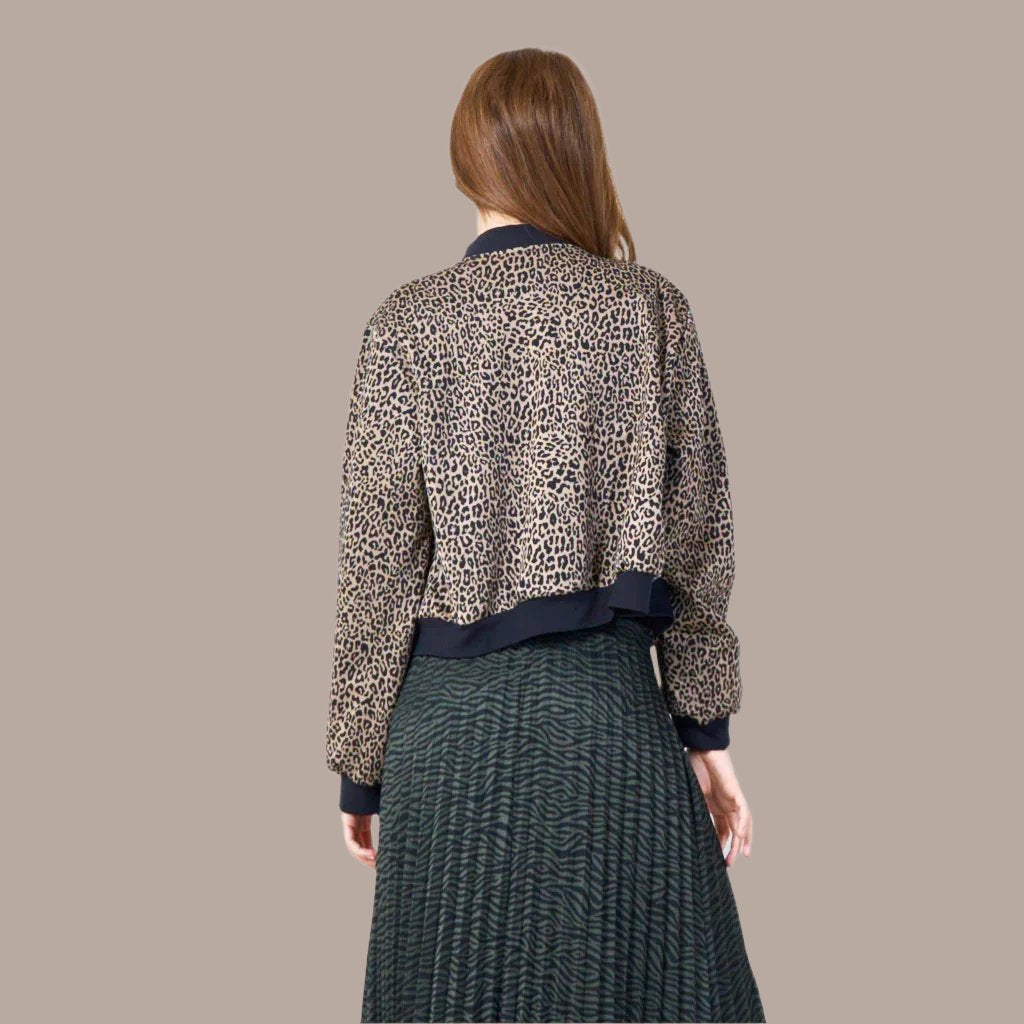 LEOPARD PRINT BOMBER JACKET
