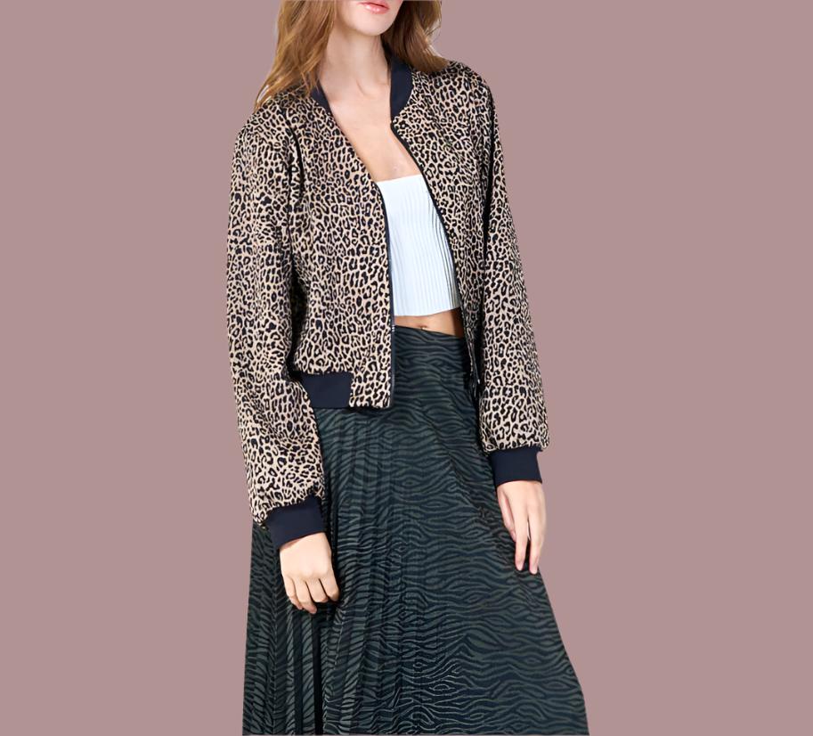 LEOPARD PRINT BOMBER JACKET