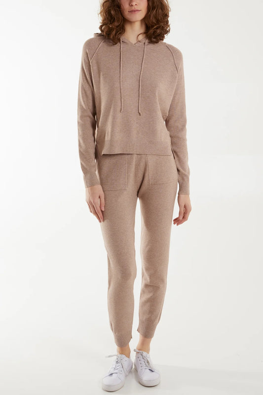 Soft fine knit Lounge co-ord in Nude.