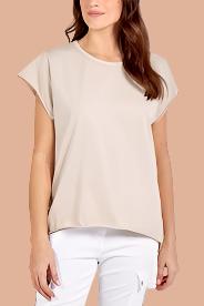 CAP SLEEVE HIGH LOW ROLLED EDGE TOP