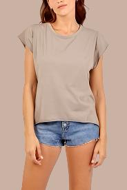 CAP SLEEVE HIGH LOW ROLLED EDGE TOP