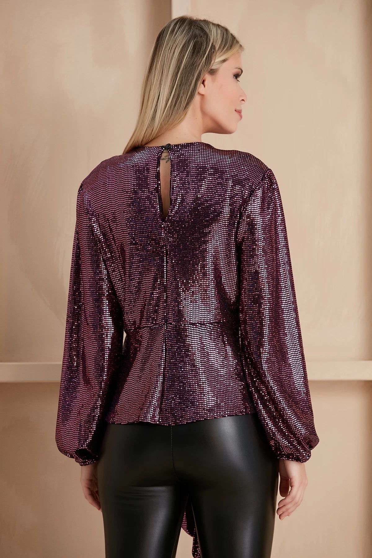 JESSICA SEQUIN WRAP TOP