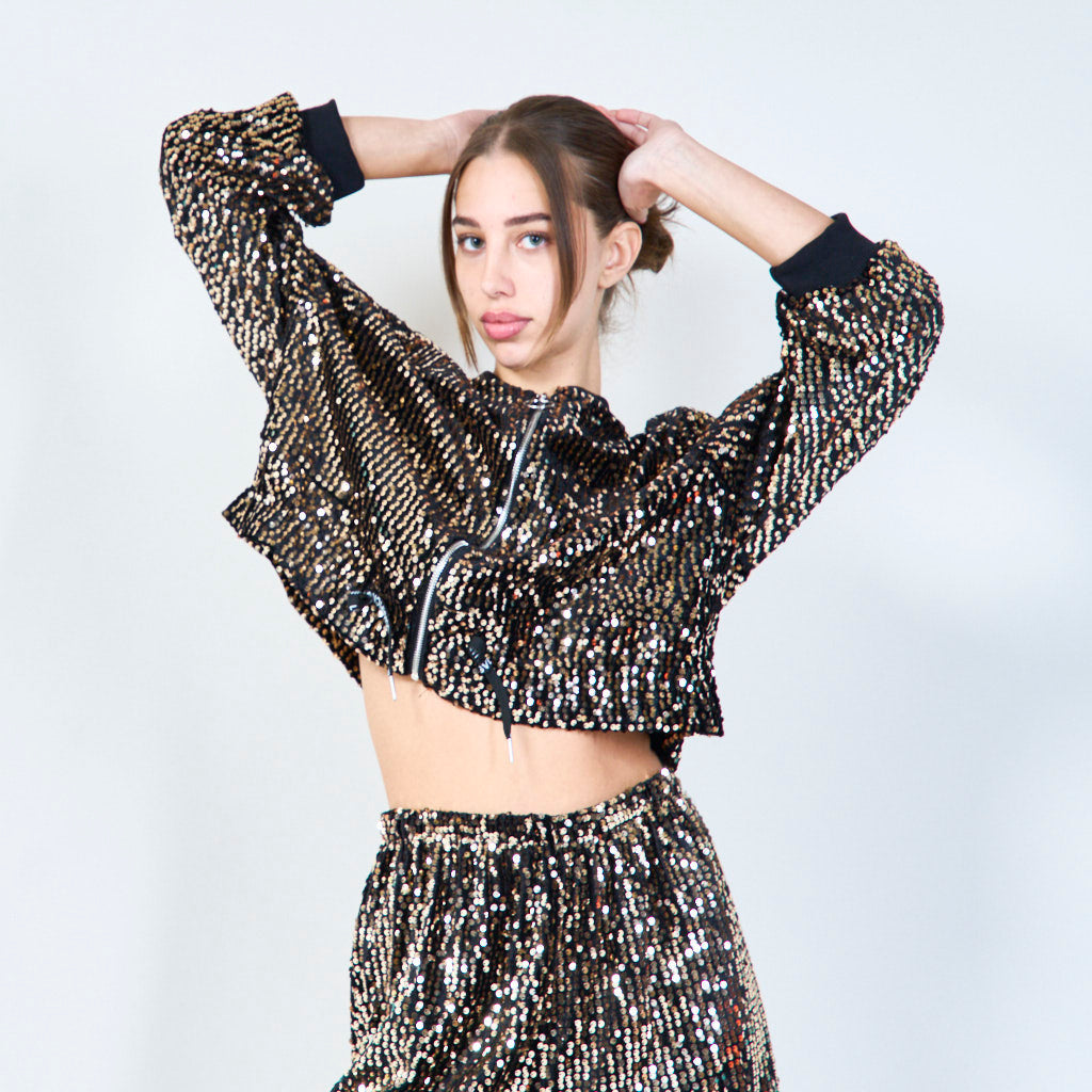 Sparkling sequin bomber jacket.
