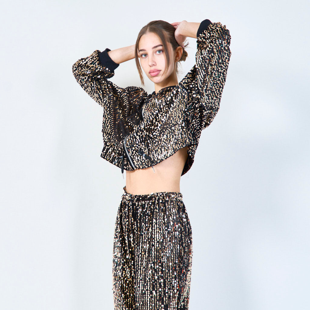 Sparkling sequin bomber jacket.
