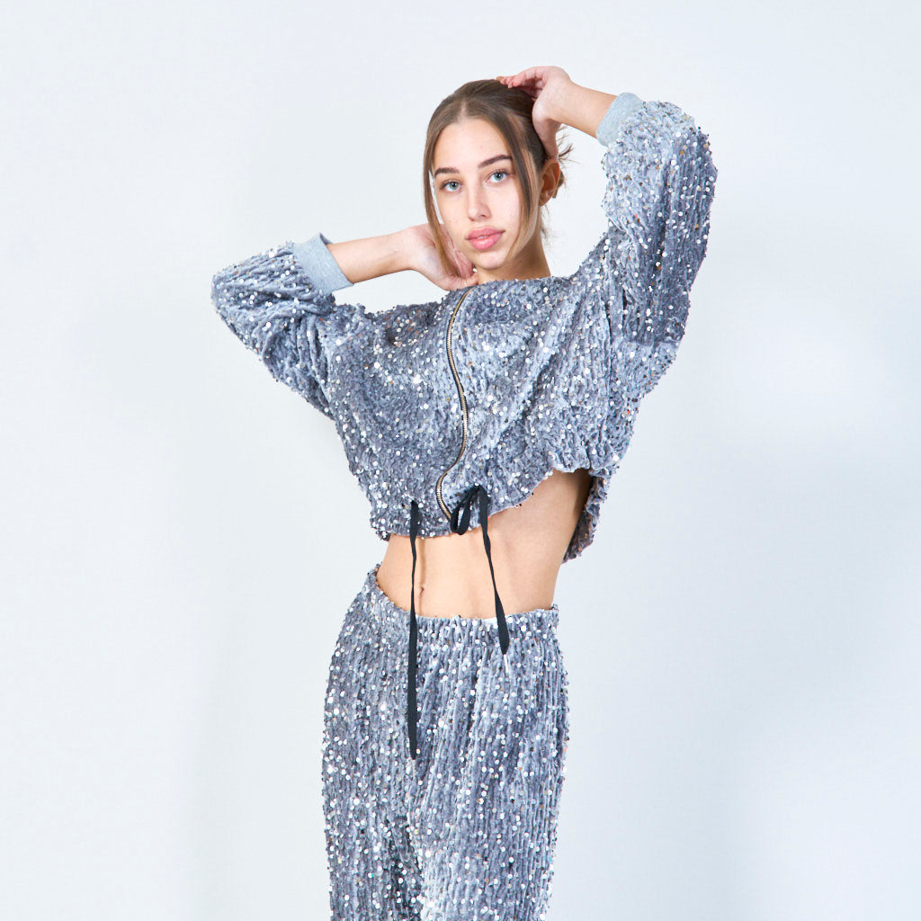 Sparkling sequin bomber jacket.
