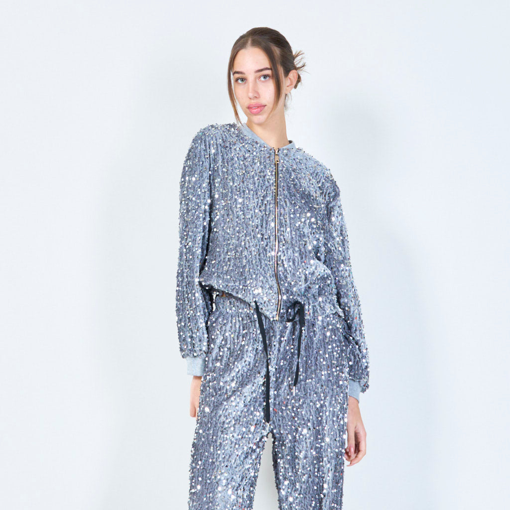 Sparkling sequin bomber jacket.