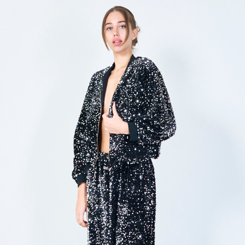Sparkling sequin bomber jacket.