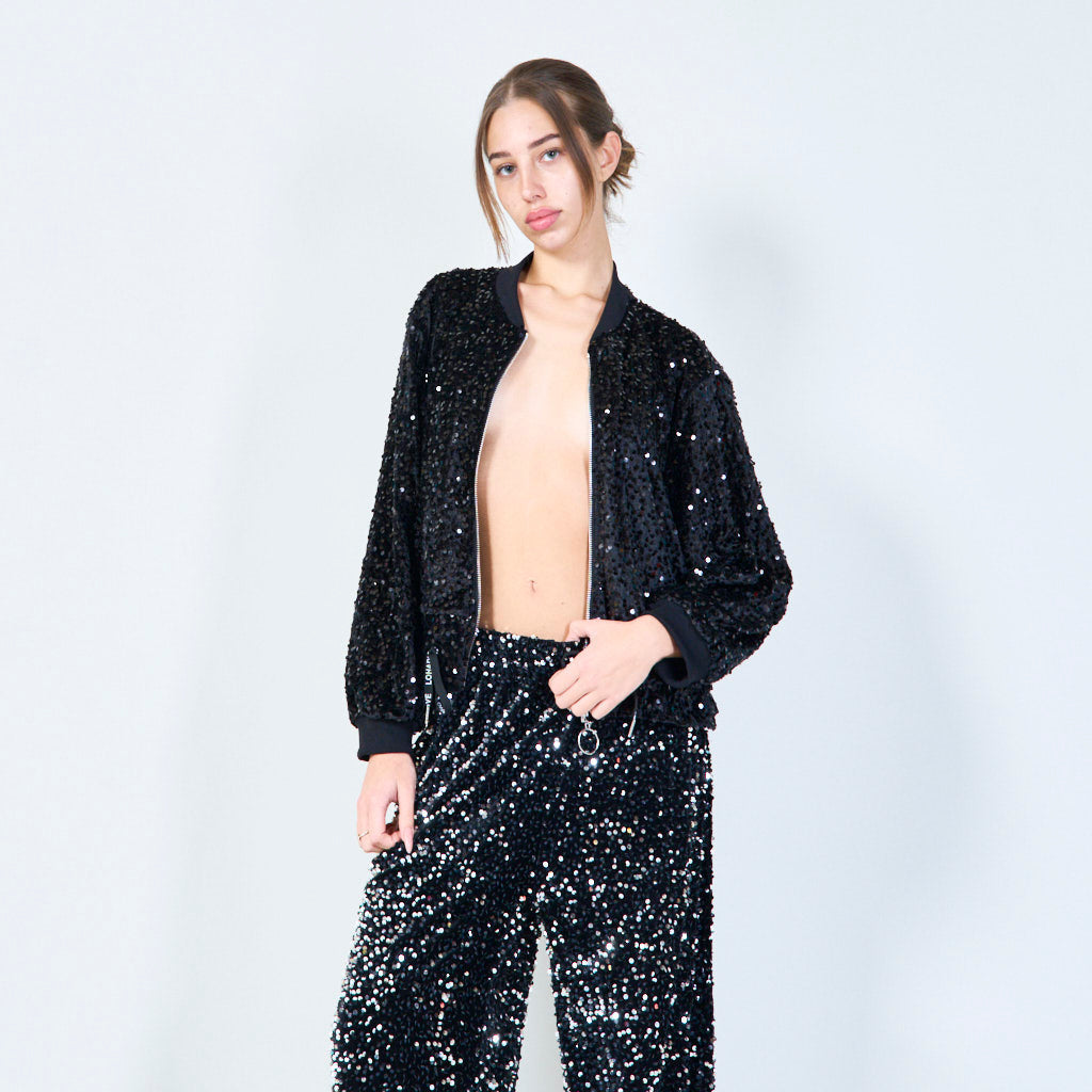 Sparkling sequin bomber jacket.