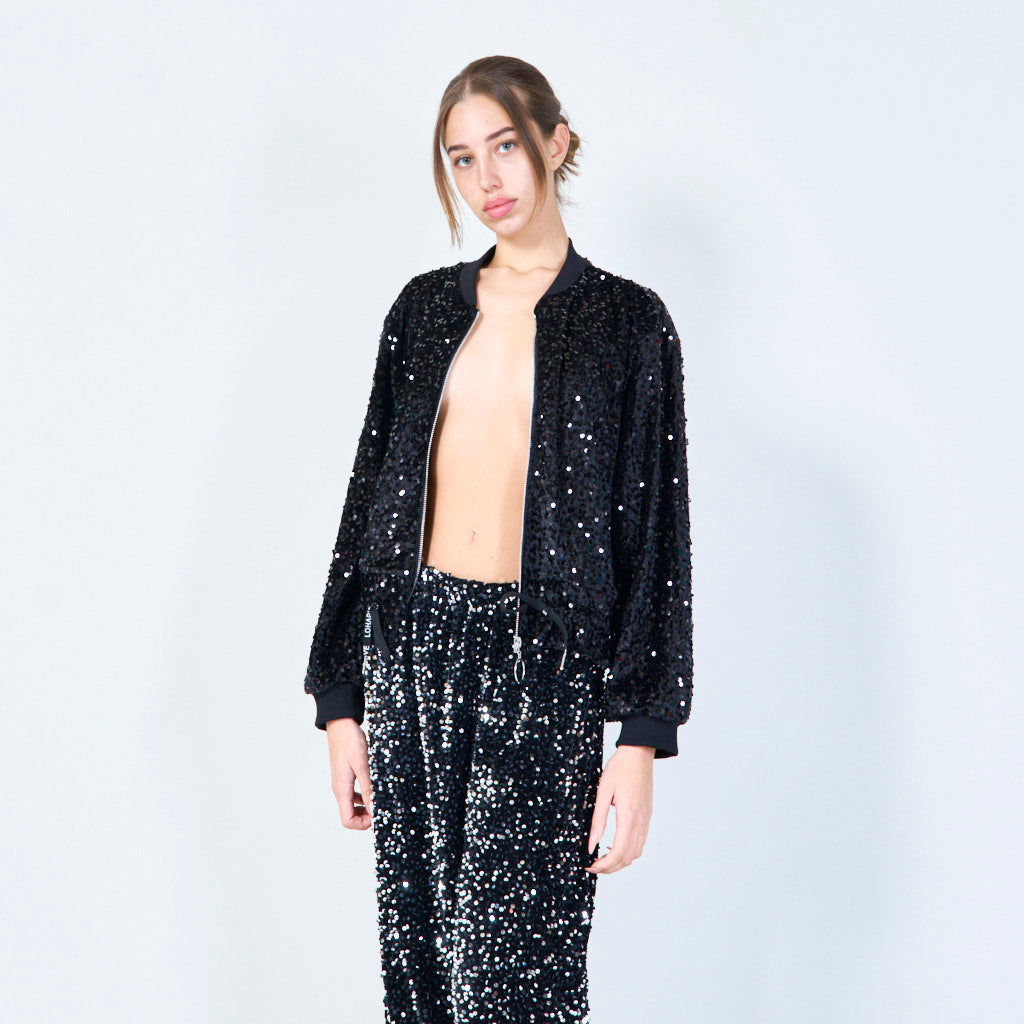 Sparkling sequin bomber jacket.