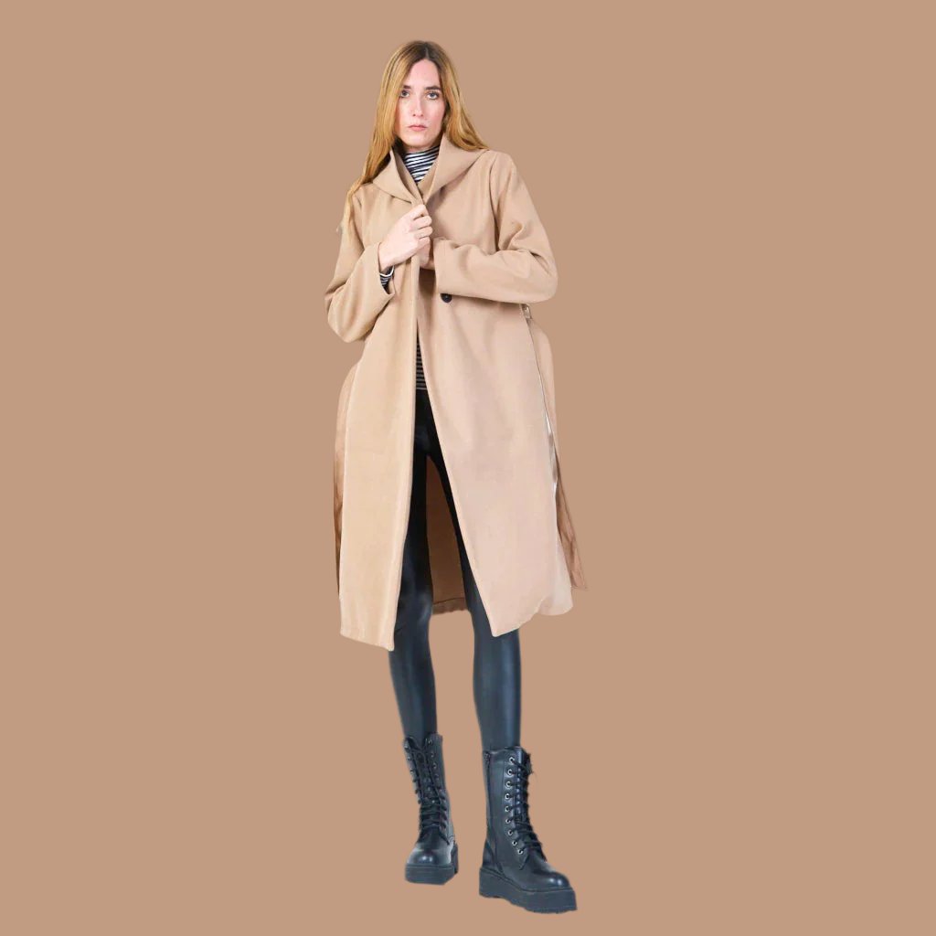 Elegant longline coat with button detail wholesale