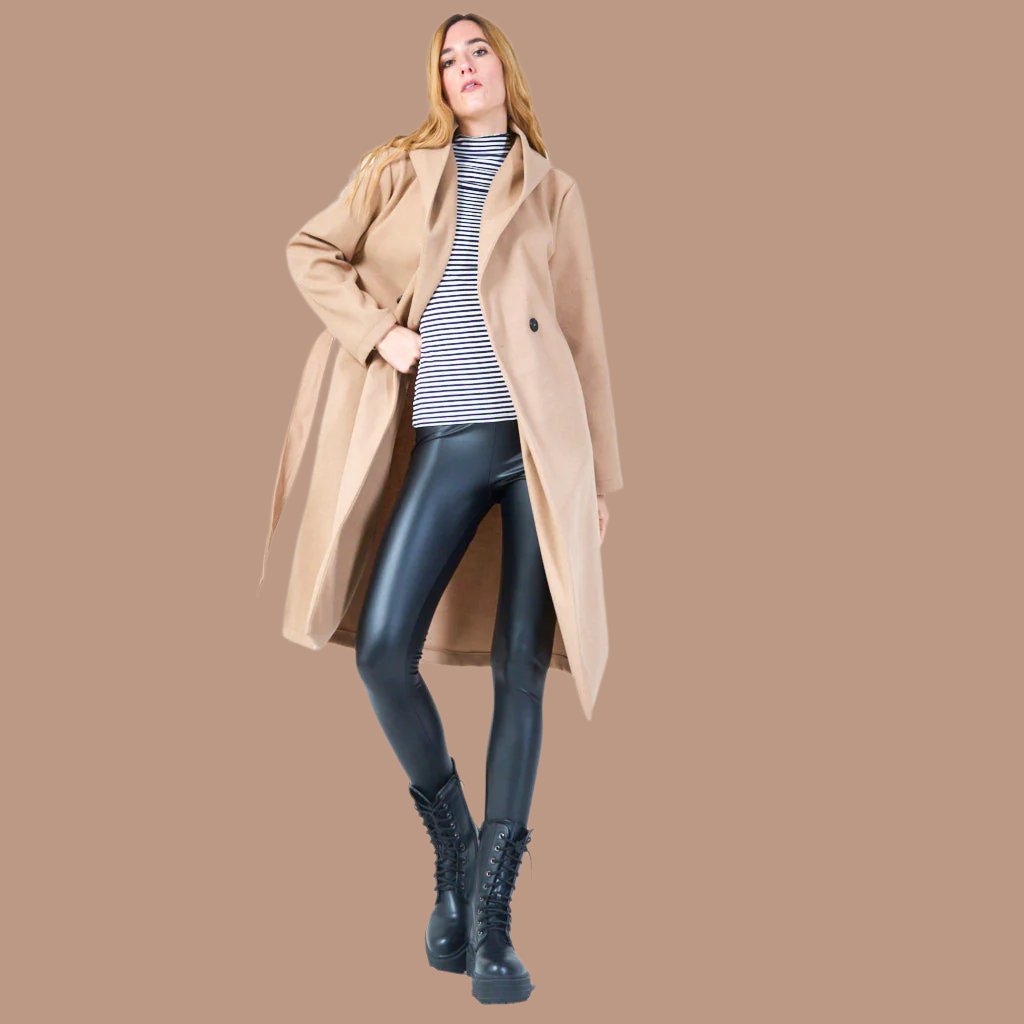Elegant longline coat with button detail wholesale