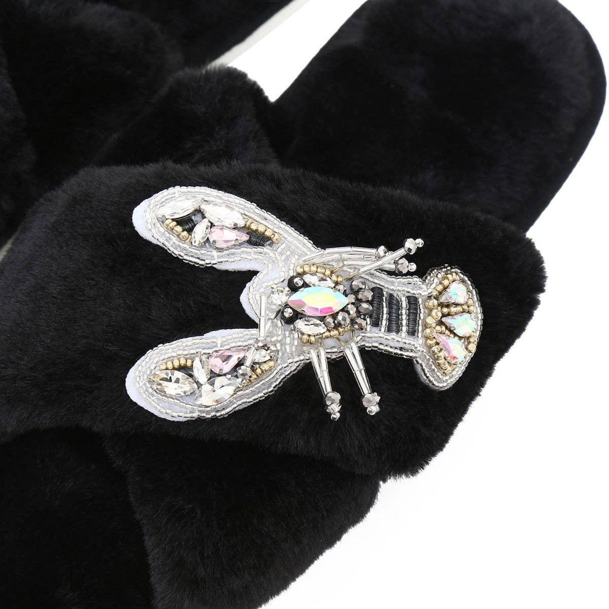 1938 Large jewelled Lobster slippers in Black