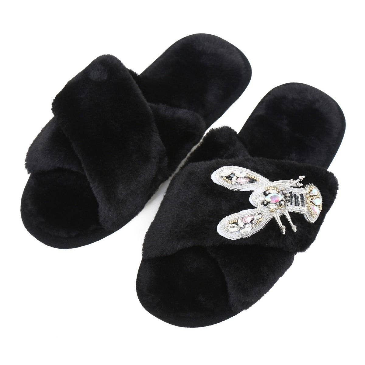 1938 Large jewelled Lobster slippers in Black