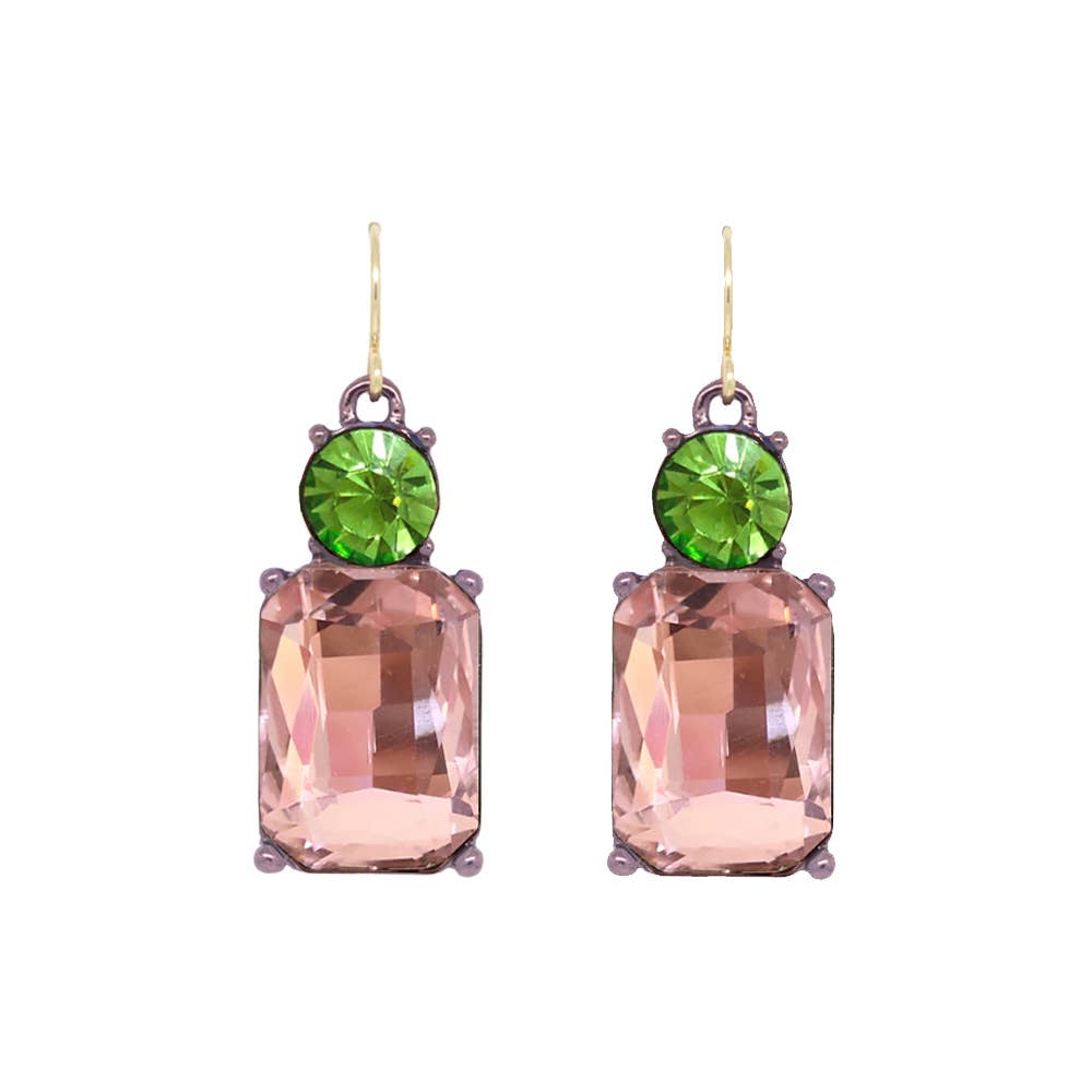 Twin Gem Earring in Pink & Green By Last True Angel