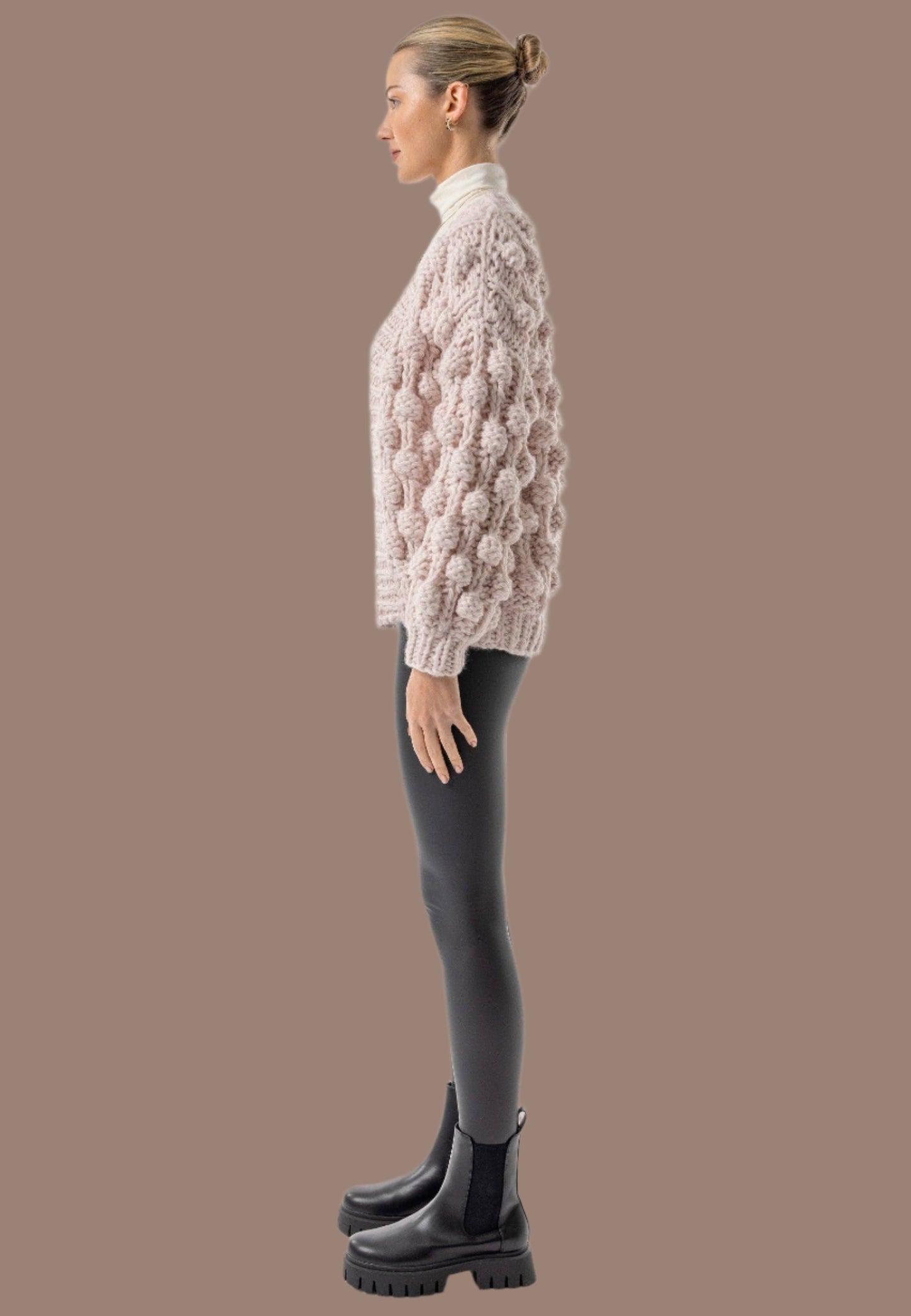 Chunky Knit Cardigan with Pom Poms