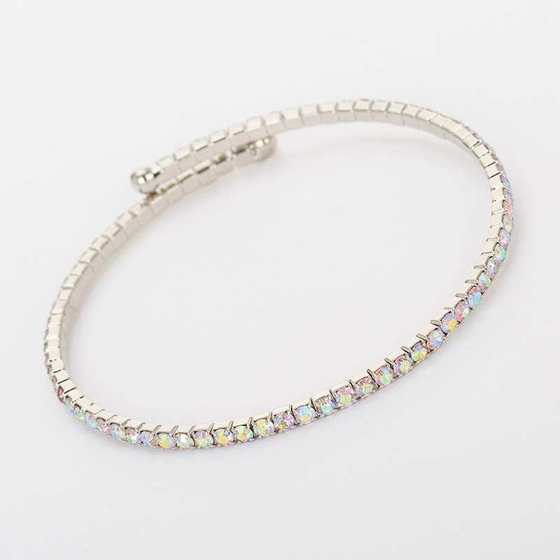 Cubic Zirconia Wraparound Bracelet in Silver with Multi