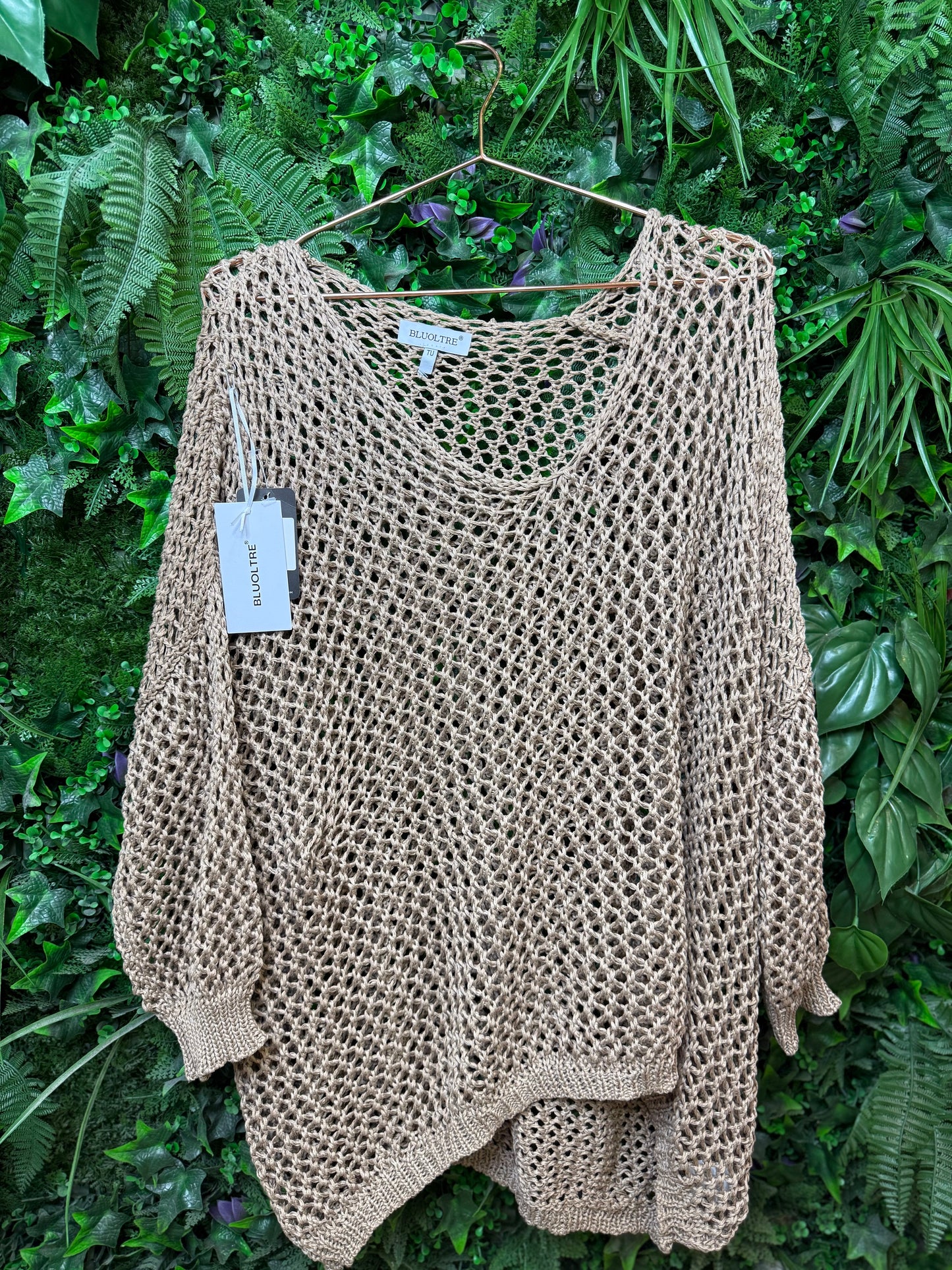 V Neck Loose-Knit Crochet Oversized Cover-Up/Sweater