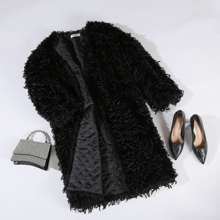 Title: Luxe Shaggy Faux Fur  Coat