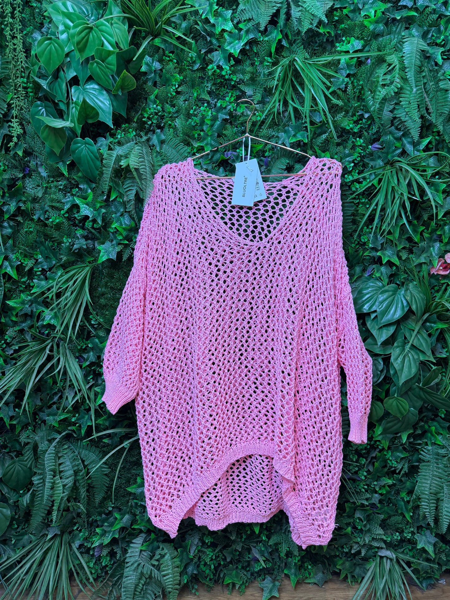 V Neck Loose-Knit Crochet Oversized Cover-Up/Sweater